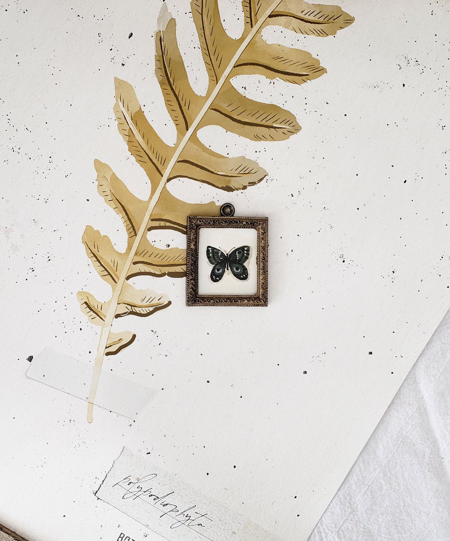 Original Miniature art in a vintage inspired frame | 017 AKASMA