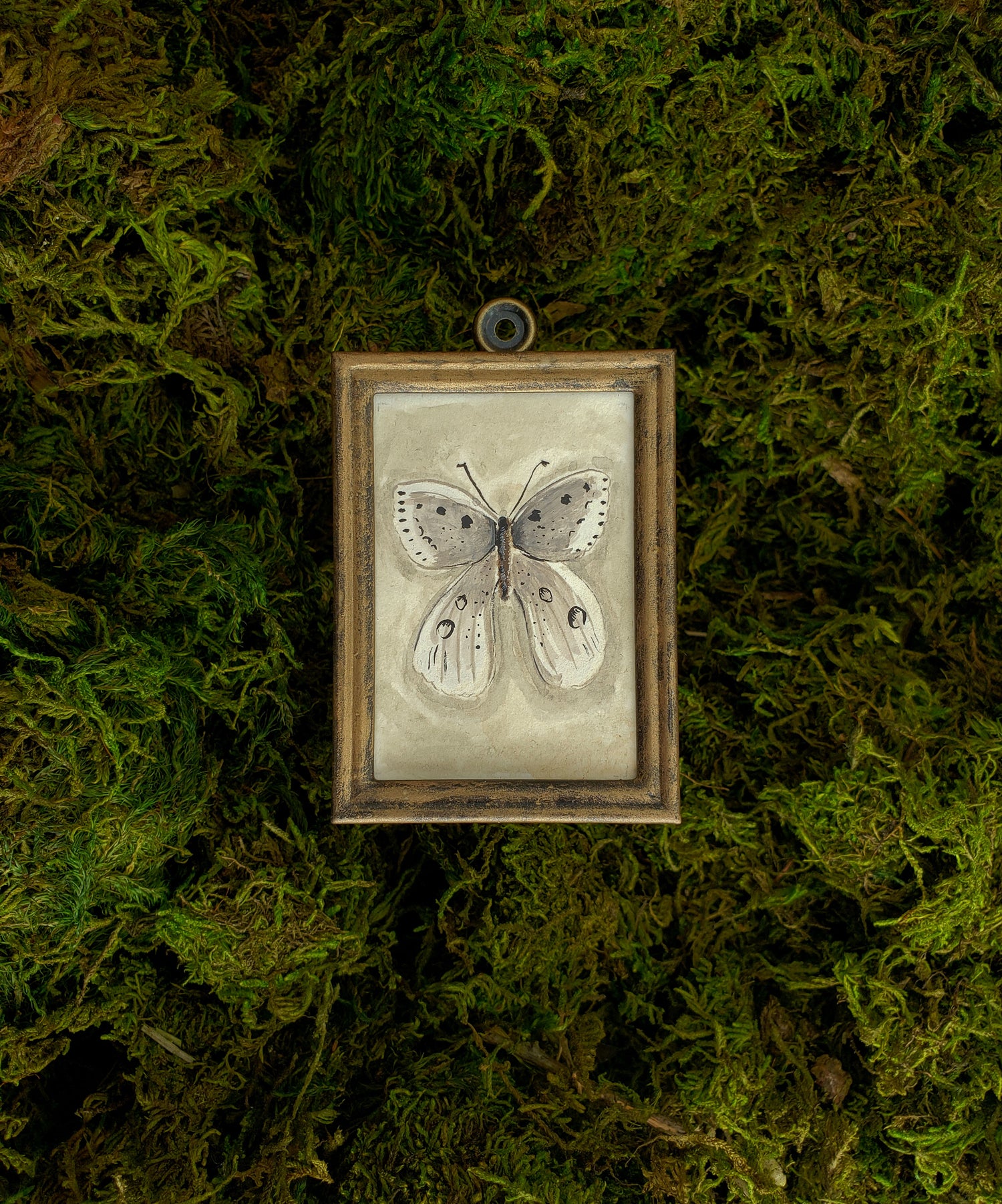 Original Miniature art in a vintage inspired frame | 021 CHARLOTTE