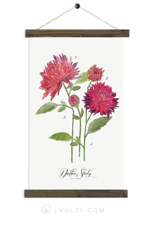 Dahlia Study in Scarlet | unique wall hanging art | More options