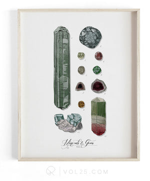 Minerals and Gems Vol.1 | Scientific Textured Cotton Canvas Art Print | VOL25