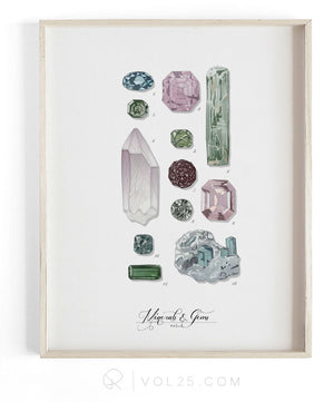 Minerals and Gems Vol.2 | Scientific Textured Cotton Canvas Art Print | VOL25