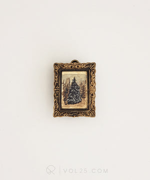 Original Miniature art in a vintage inspired frame | 011 grand pine