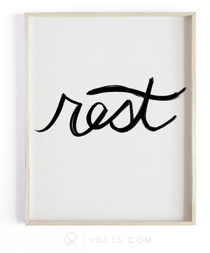 Rest Brush Script | Textured Cotton Canvas Large scale Art Print | VOL25