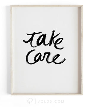 Take Care | Textured Cotton Canvas Art Print available in large scale sizes