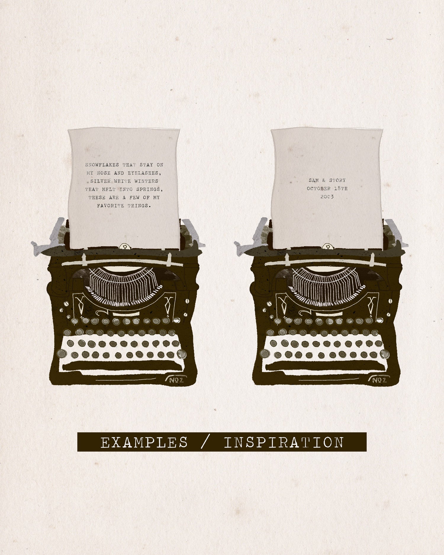 Noted Customized Typewriter art | Textured Cotton Canvas Art Print, several sizes | VOL25